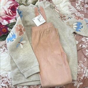 Floral Kids Sweatshirt and Pink Bottoms Set